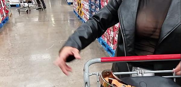  Mexican milf teacher showing boobs at Costco Store Mexico, mexico exhibicionist sheer blouse flashing tits in public,